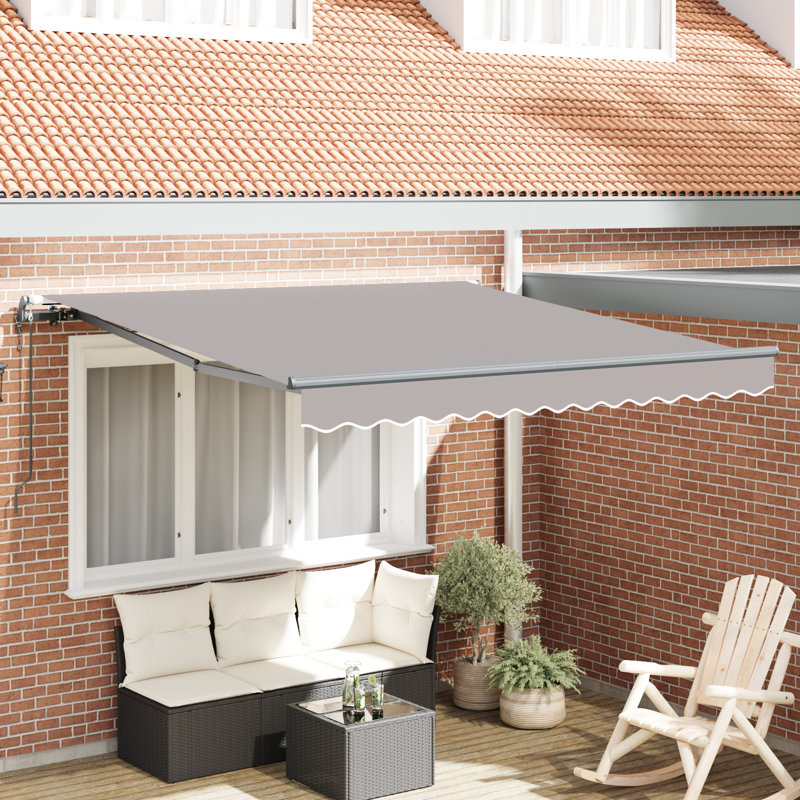 Ebern Designs Retractable Patio Awning, Light Grey, 300 cm W x 250 cm D
