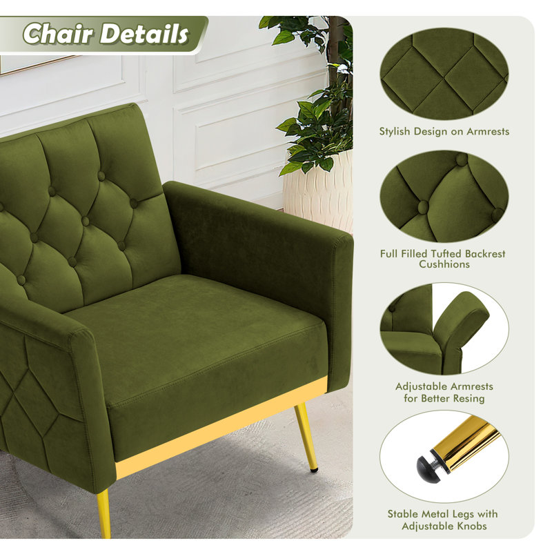 2 - Piece Velvet Living Room Set, Olive