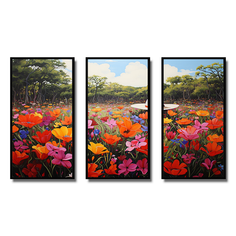 Cowboy Hat Flower Blooms - Cowboys, art mural, Cadre flottant noir, H 28 po x l 36 po