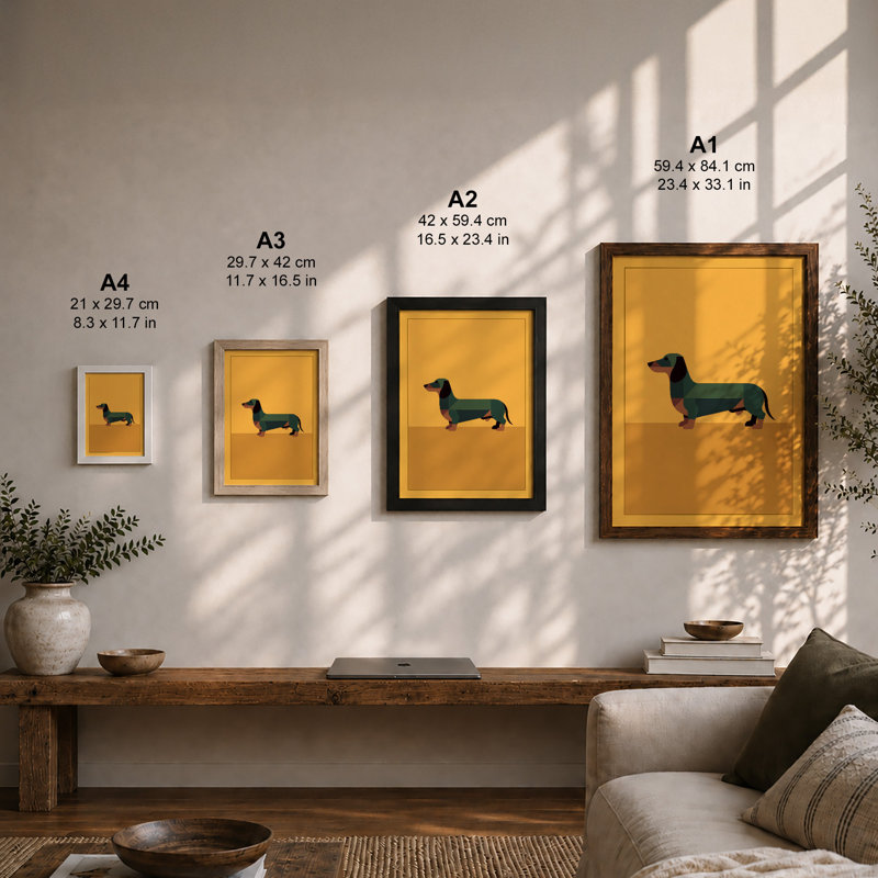 Dachshund Profile Minimalist - Framed Print, Unframed, A3 - 42.0 x 29.7 cm