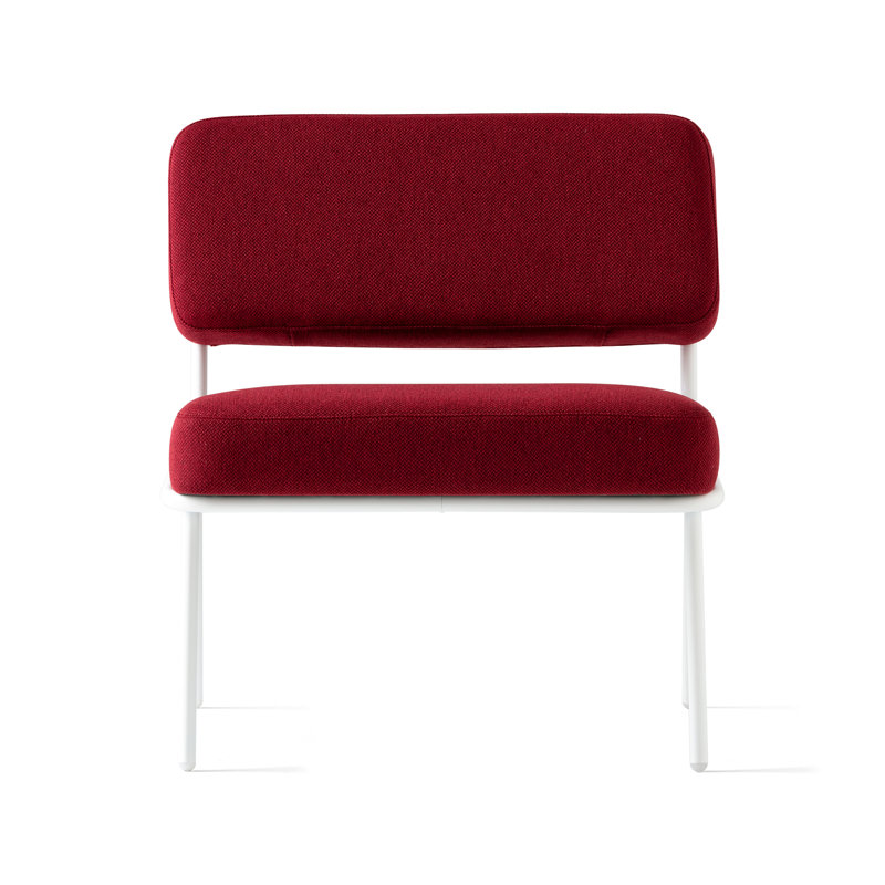 Sixty Upholstered Lounge Chair with Metal Frame, Red Polyester, White