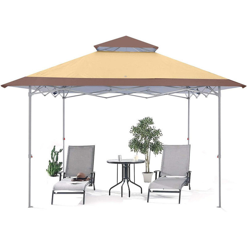 10x10 Canopy Frame with Double Ventilated Top, with Ropes and Stakes for Outdoor Activities(Beige)