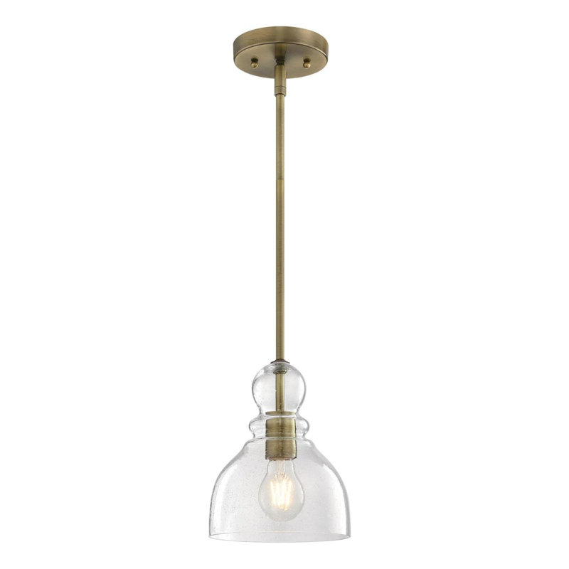 Lomita 1 - Light Copper Single Pendant, Antique Brass, 8.5" H x 7" W x 7" D, No