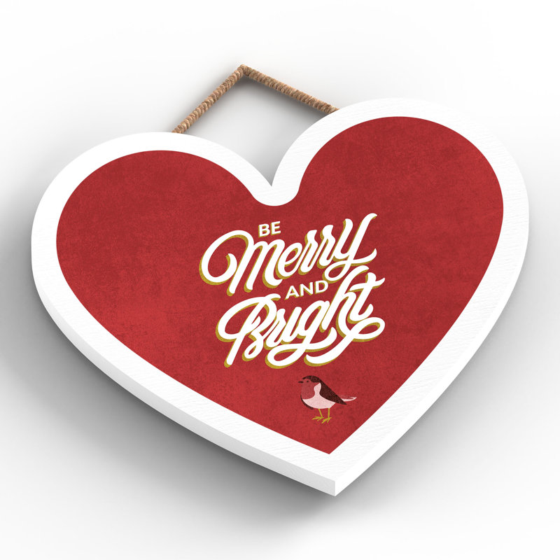 Xmas Be Merry and Bright Wooden Plaque, 16cm H x 17cm W x 0.9cm D