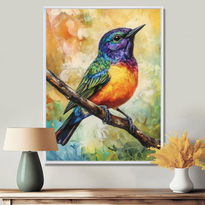 Oiseau chanteur coloré I - Décoration murale mauve
