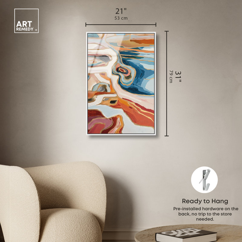Décoration murale Agate Flow II, reproduction d'art encadrée par Art Remedy, cadre blanc, 20 x 30, 31"H x 21"W, White Frame