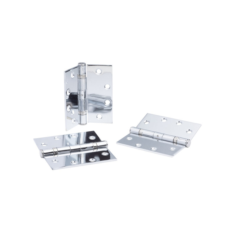4.5 in. x 4.5 in. Full Mortise Squared Ball Bearing Hinge with Non-Removable Pin - Pack of 3, Brushed Chrome