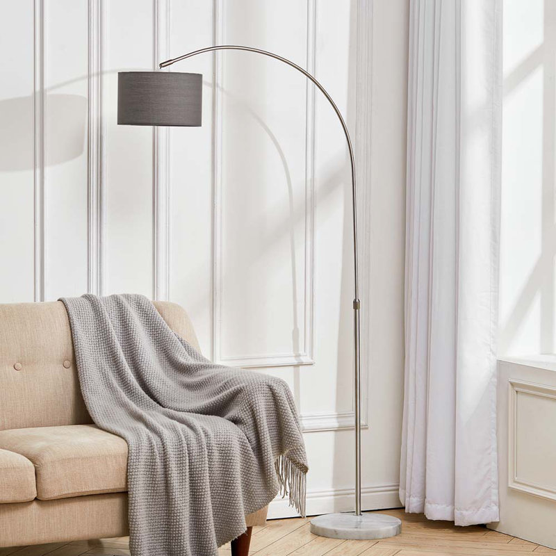 Lewallen 131cm Silver Arched Floor Lamp, Grey