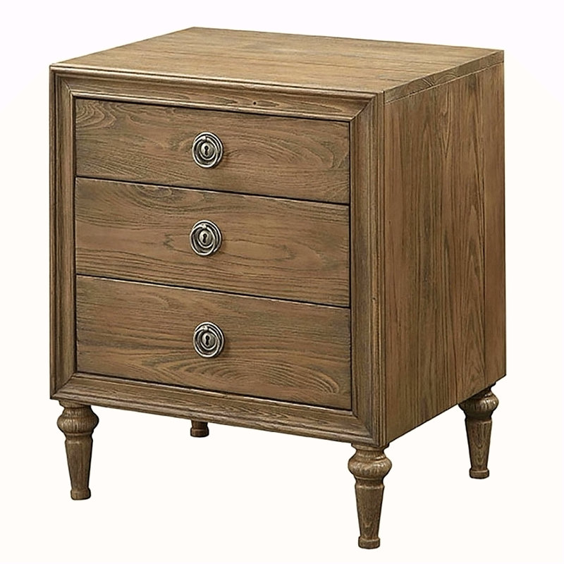 Table de chevet à 3 tiroirs en chêne récupéré