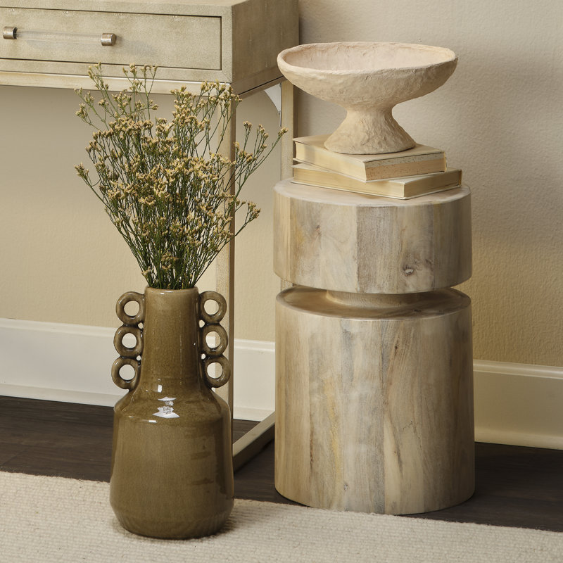 Light Wood Round Scandinavian Side Table