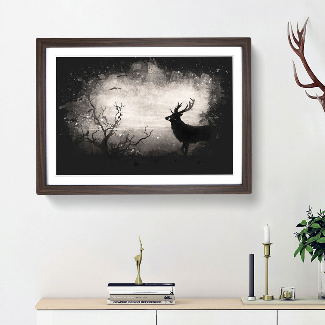 Stag Deer With Birds - Picture Frame Graphic Art