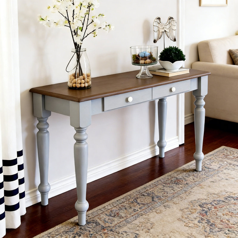 Multi-functional drawer wooden console table