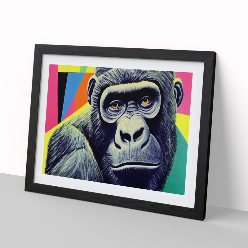 Awe Inspiring Gorilla - Single Picture Frame Print, Black Framed, 25cm H x 34cm W x 2cm D