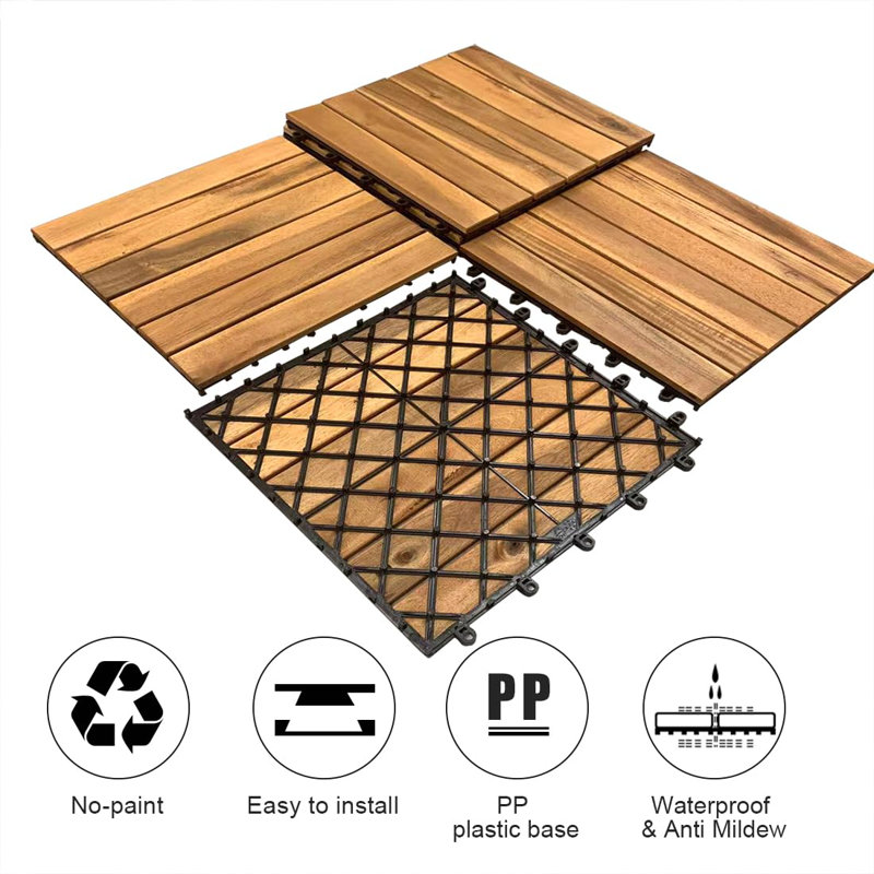 10 carreaux de plancher en bois d'acacia 10 pi