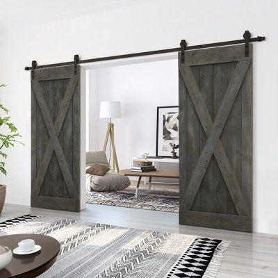 Calhome 84 in. H Barn Door with Barn Door Hardware