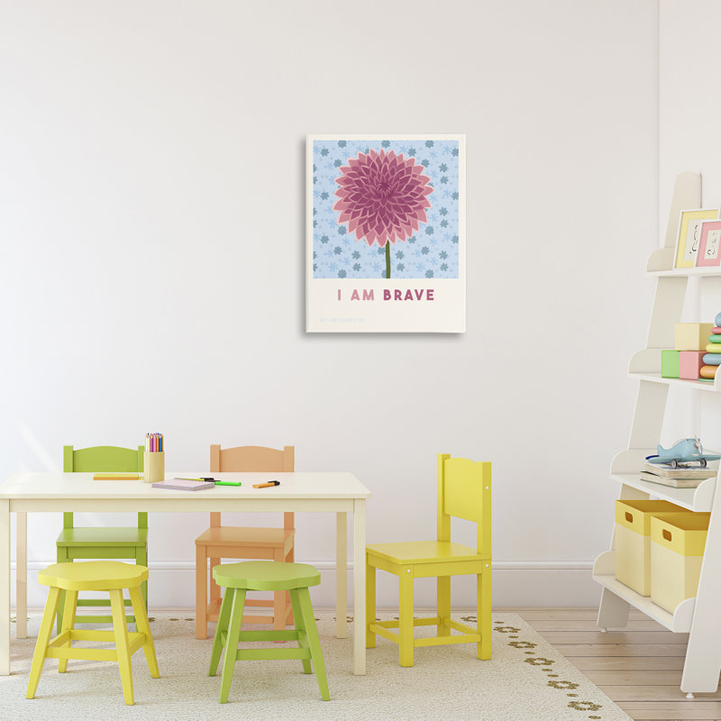 Toile Dahlia I Am Brave Affirmation, design par Courtney Haley, H 20 po x l 16 po