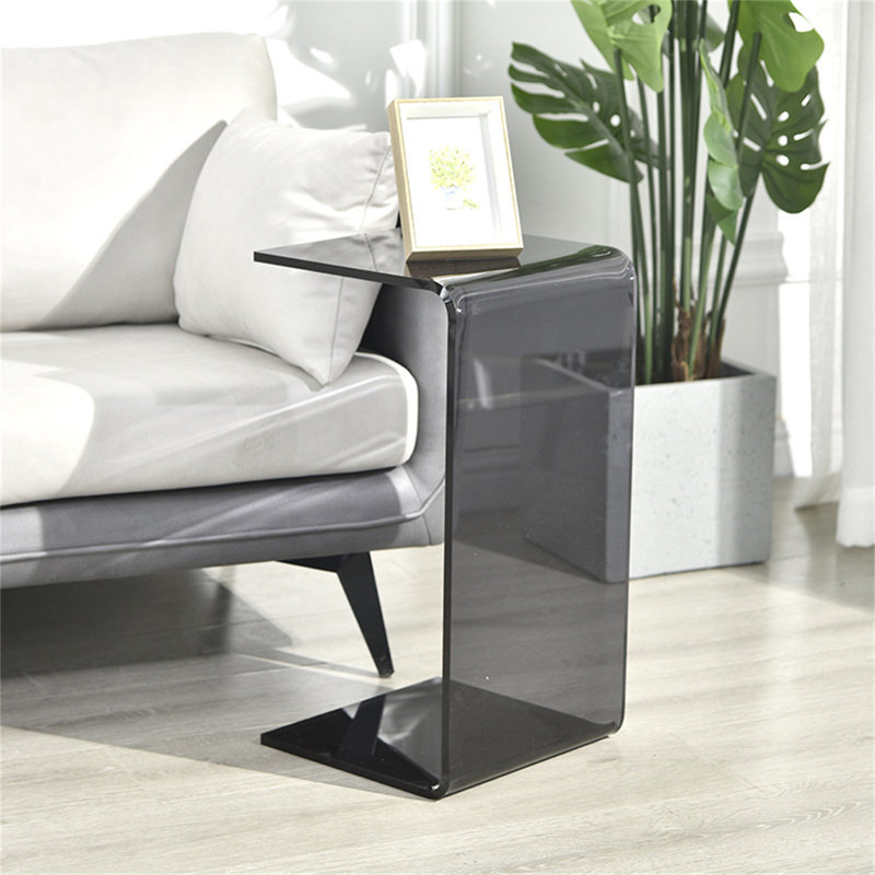 Bassheva Frame End Table with Storage, Smoke Grey, 25.59" H x 11.81" W x 11.81" D