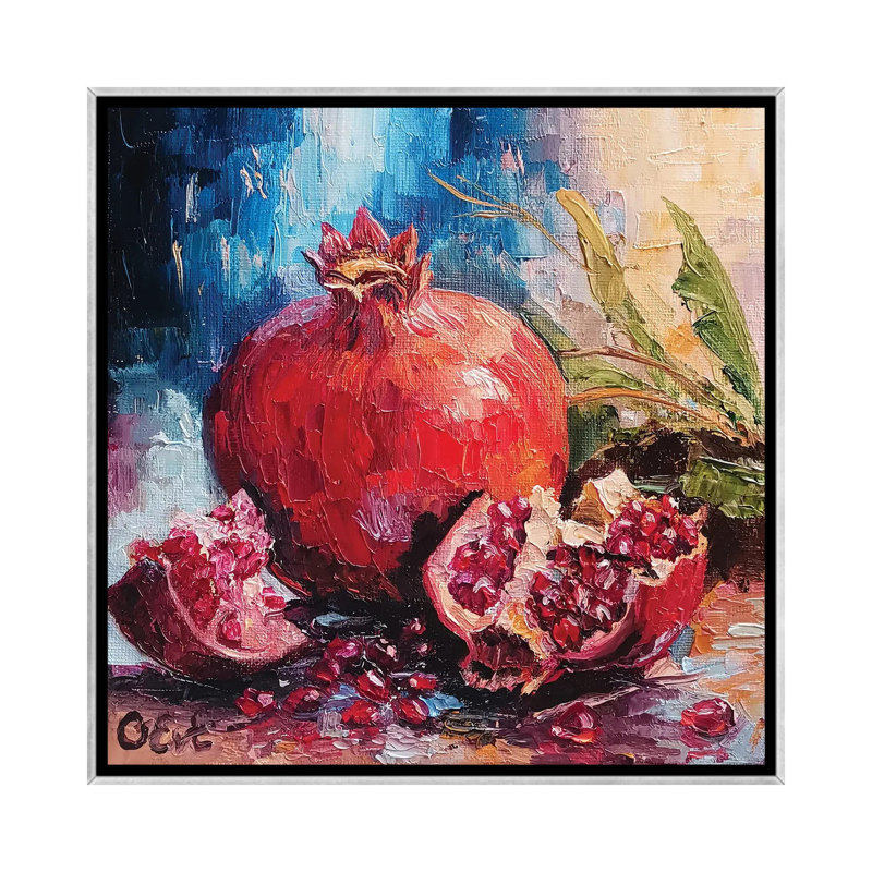 Embrassez la beauté des grenades siciliennes - impression d'art mural encadrée, 26" H x 26" W, Argent argent