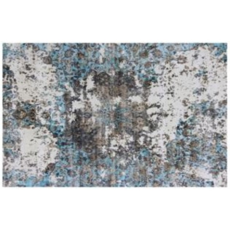 Tapis gris / bleu sarcelle à motif abstrait tissé à la main 8 pi x 11 pi Guptill