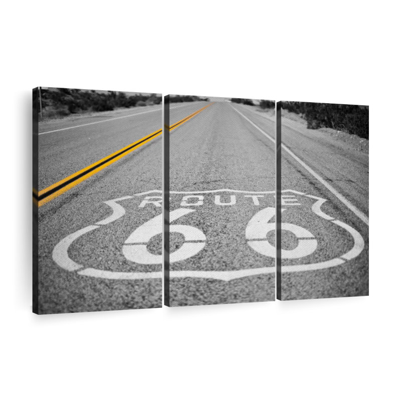 " Route 66 Open Road " by L. C. Sutton Creations 3 - Pieces, 45" H x 28" W x 1.25" D