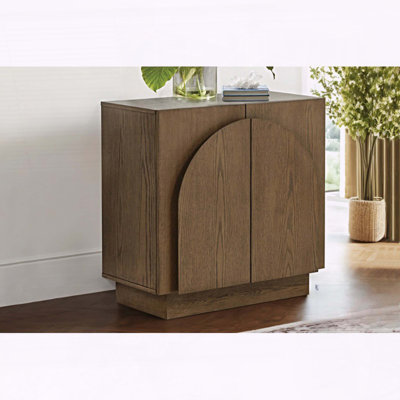 Mid-Century Modern Brown Wood Sideboard with Arched Doors
