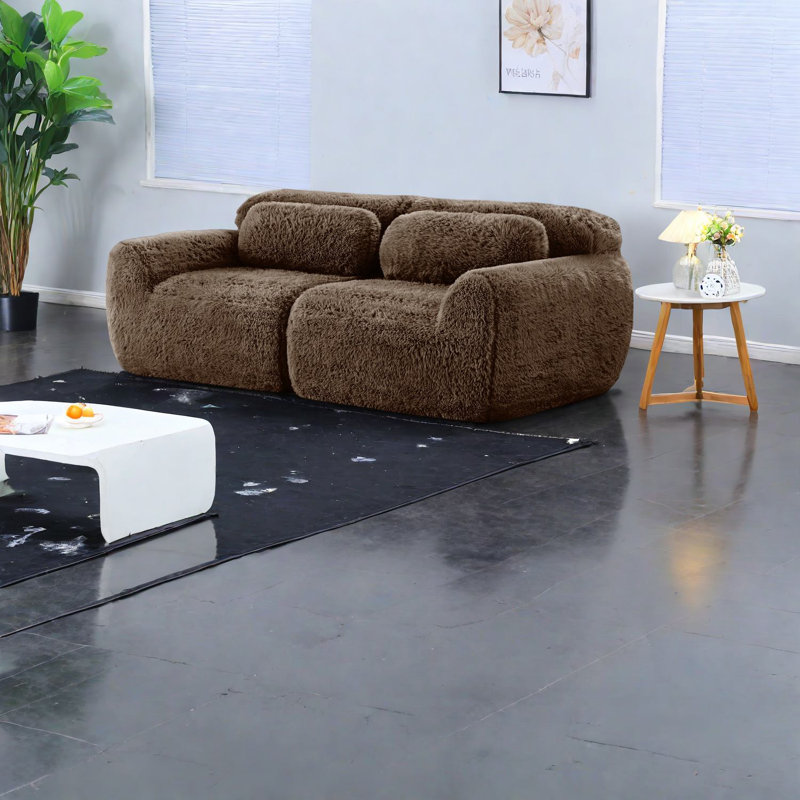 Canapés modulaires ergonomiques désossés, tissu chocolat moelleux, conception stable antidérapante pour les salons