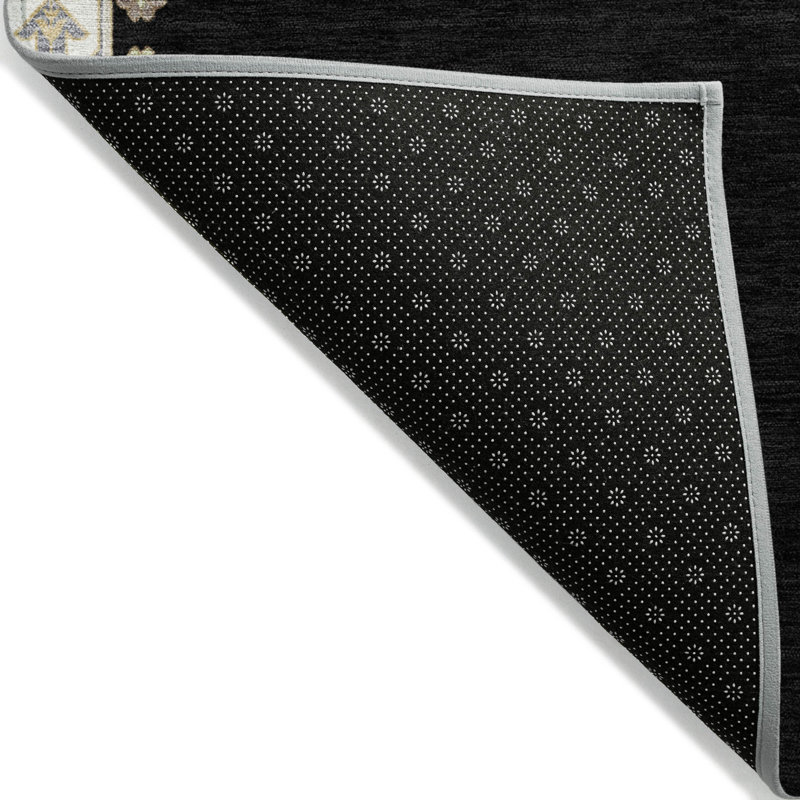 Addison 30" x 20" Blue and Black Synthetic Washable Rug
