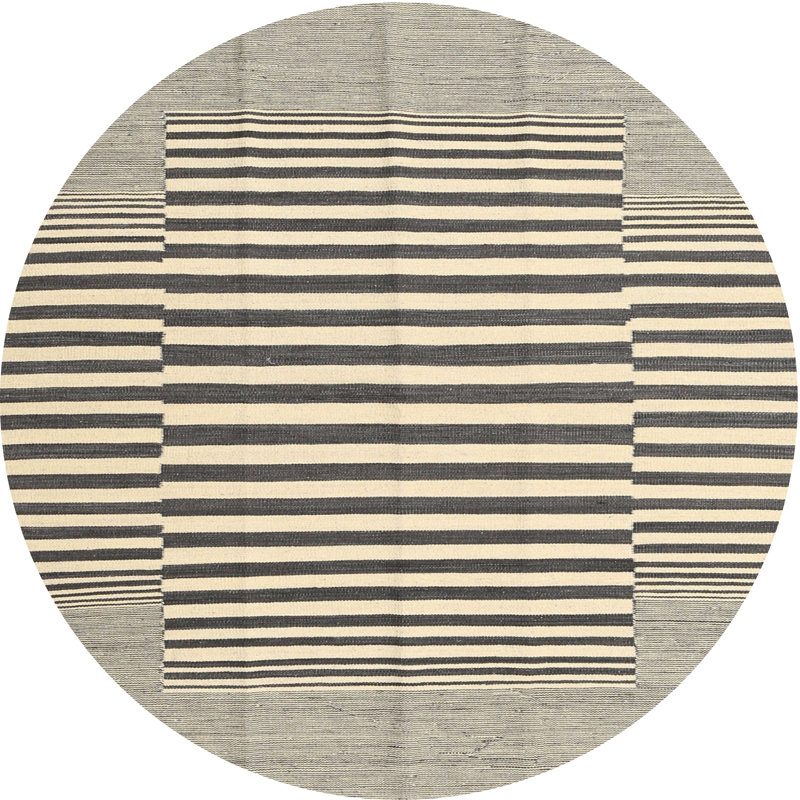 Tapis contemporain noir / gris, Rond 8 pi