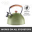 Bouilloire sifflante en acier inoxydable, poignée en bois Oggi Brew (1,9 litre, 64 oz)-86831564