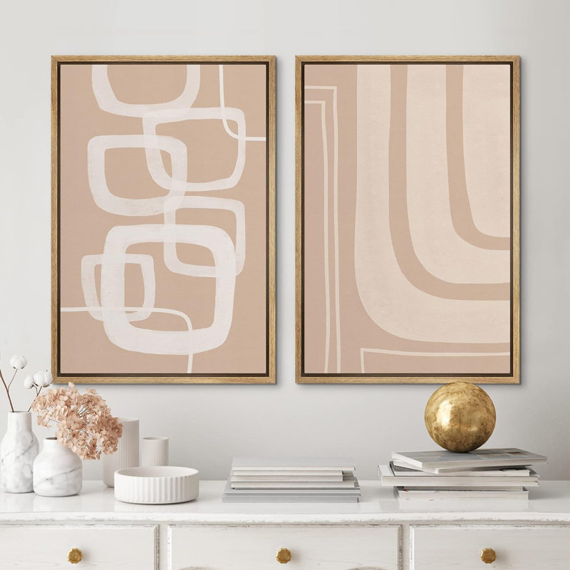 "Motif géométrique nordique rétro" - 2 pièces, Naturel, H 36 po x l 24 po