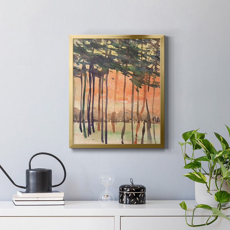Entre les arbres II, toile encadrée de qualité supérieure - prête à être accrochée, Or, H 24 po x l 20 po