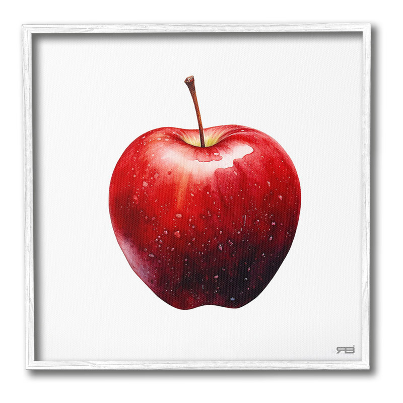 Pomme rouge audacieuse, art giclée par RB, Cadre blanc, H 12 po x l 12 po