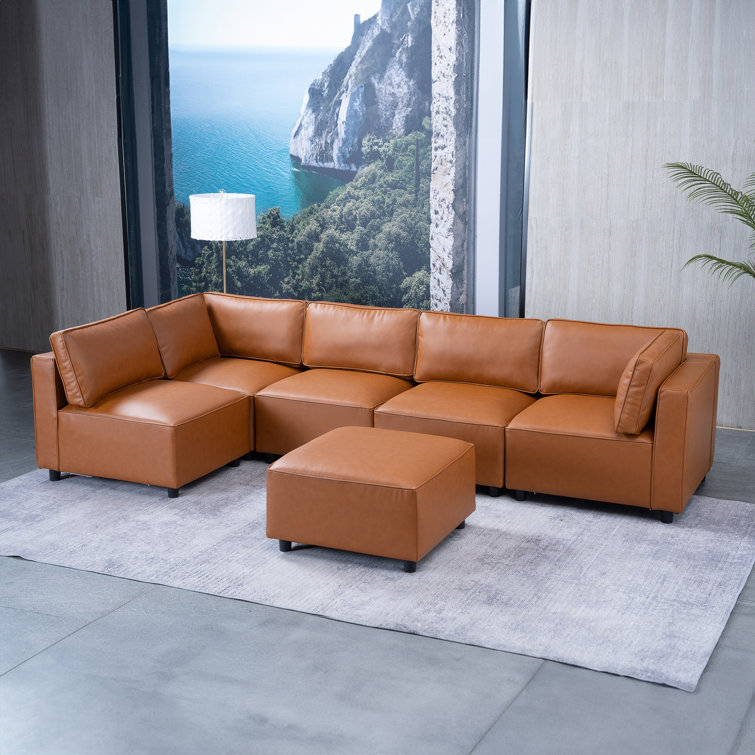 Canapé modulaire en cuir 6 pièces Drua