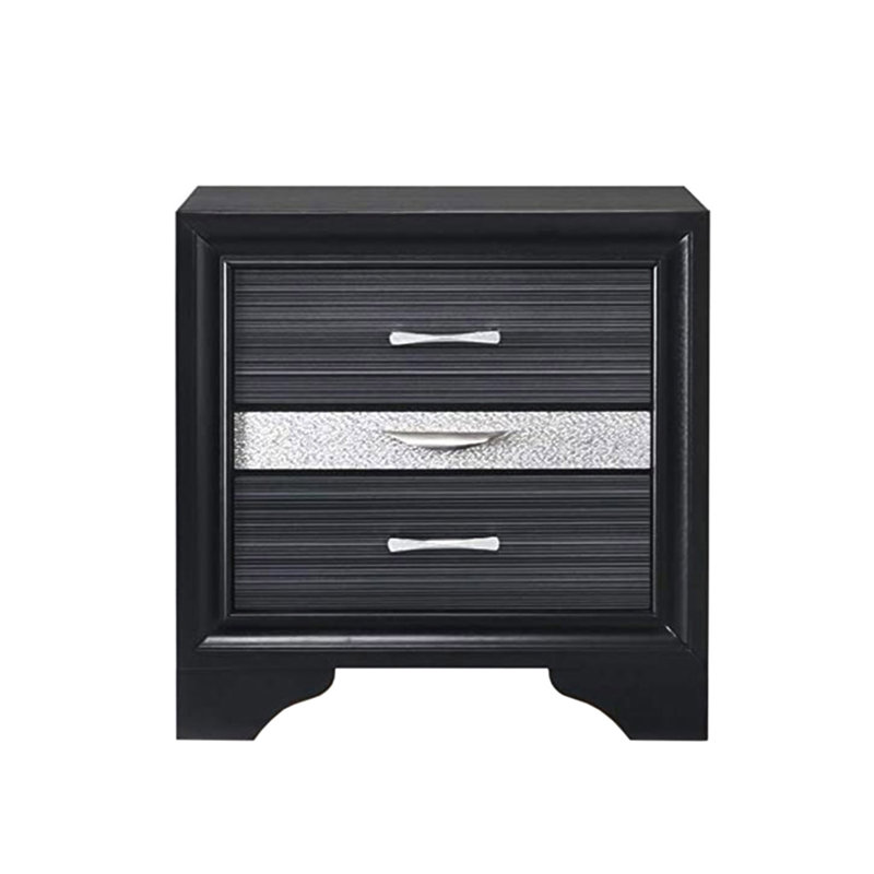 2 tiroirs et 1 table de chevet à bijoux, Black