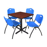 Regency Cain Small Square X-Base Breakroom Table & 4 M Stack Chairs