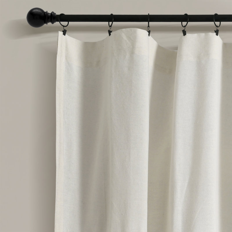Panneau de rideau simple semi-diaphane avec passe-tringle Ruya, Blanc cassé