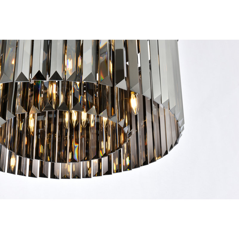 Yazmin Crystal Flush Mount, Gray, Matte Black