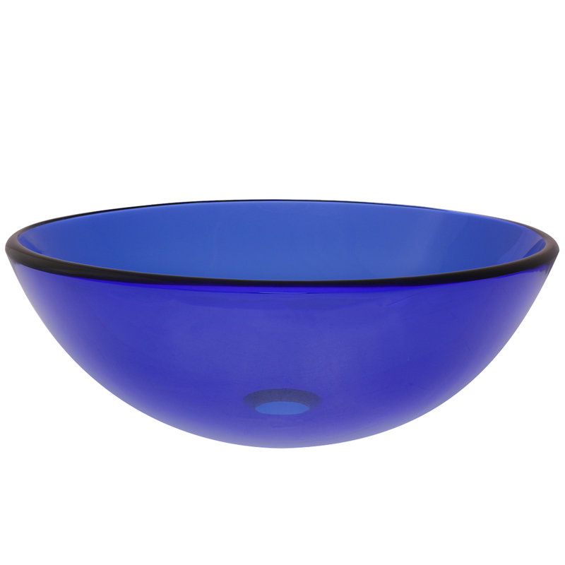 Novatto 16.5'' Glass Circular Bathroom Sink, Brushed Nickel