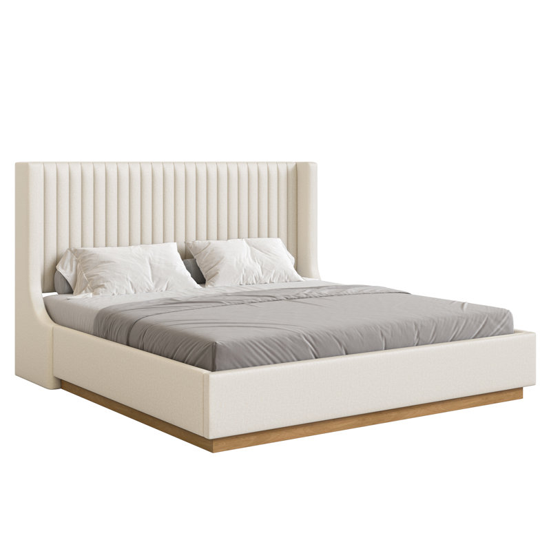 Buzio Upholstered Wood Base Bed, King, Linen