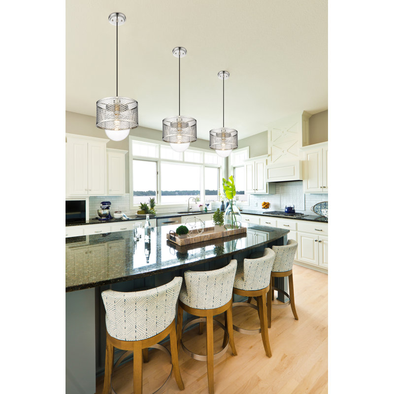 Luminaire suspendu 1 lumière Kipton, Nickel poli