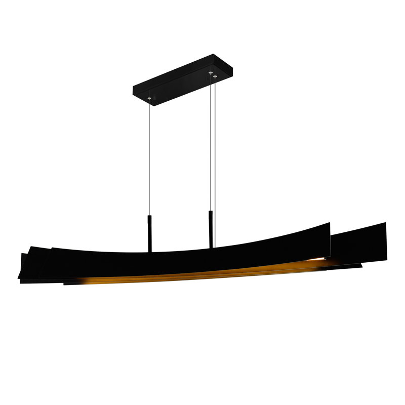 50" Black Chandelier for Dining Room, Living Room – Integrated LED with Adjustable Height – Modern Linear Design, Dimmable Glow