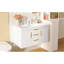 Rangement mural pour salle de bain flottant 36 po, 2 tiroirs, matériau de haute qualité, glissière lisse, poignées rouille, finition imperméable, lavabo à trois trous 36 po x 18 po, assemblage facile, meuble-lavabo moderne blanc
