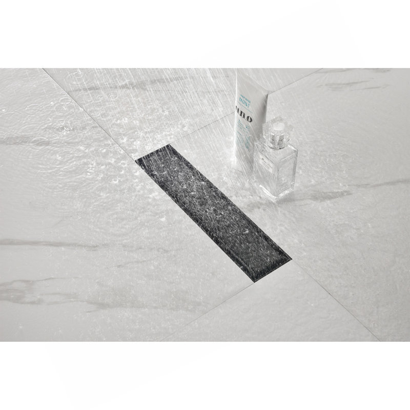 12 Inches Linear Shower Drain With Removable Cover, 304 Stainless Shower Drain Included Hair Strainer And Leveling Feet, Flange