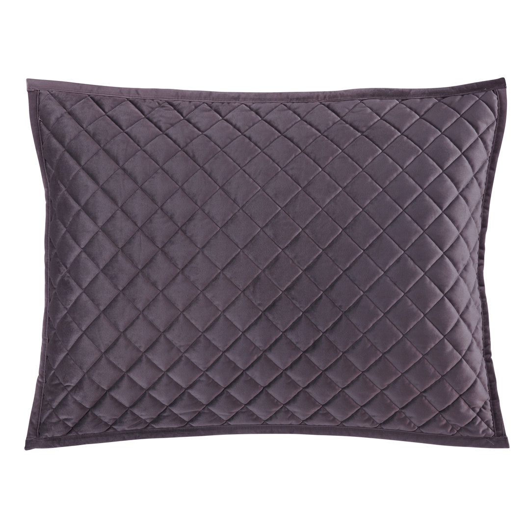 Velvet Diamond Solid Color Quilted Modern Contemporary Pillow Sham Set (Set of 2) HiEnd Accents 