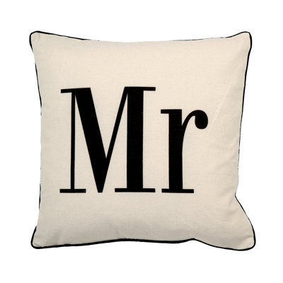 You and Me Mr Print Square Cotton Throw Pillow