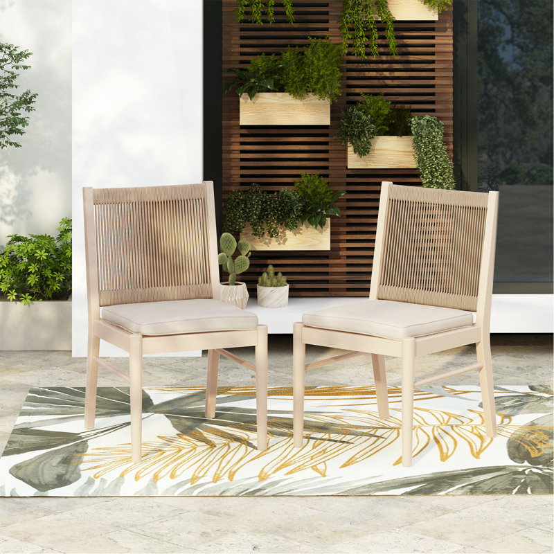 Ensemble de 2 chaises de patio pour salle à manger, Beige, jaune