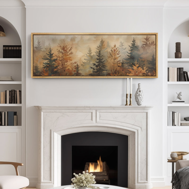 Art de forêt de pin, images murales d'automne, impression numérique sur toile giclée sur toile, H 20 po x l 60 po, Naturel