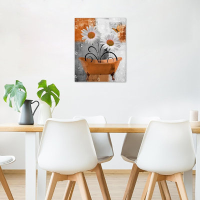Thème de la baignoire orange et papillon orange, art mural non encadré, 16 x 20