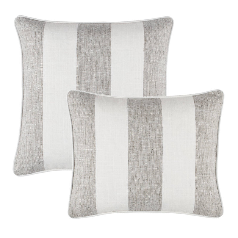 Housse de coussin décoratif intérieur / extérieur Awning, Carré 20 po, Gris rayé