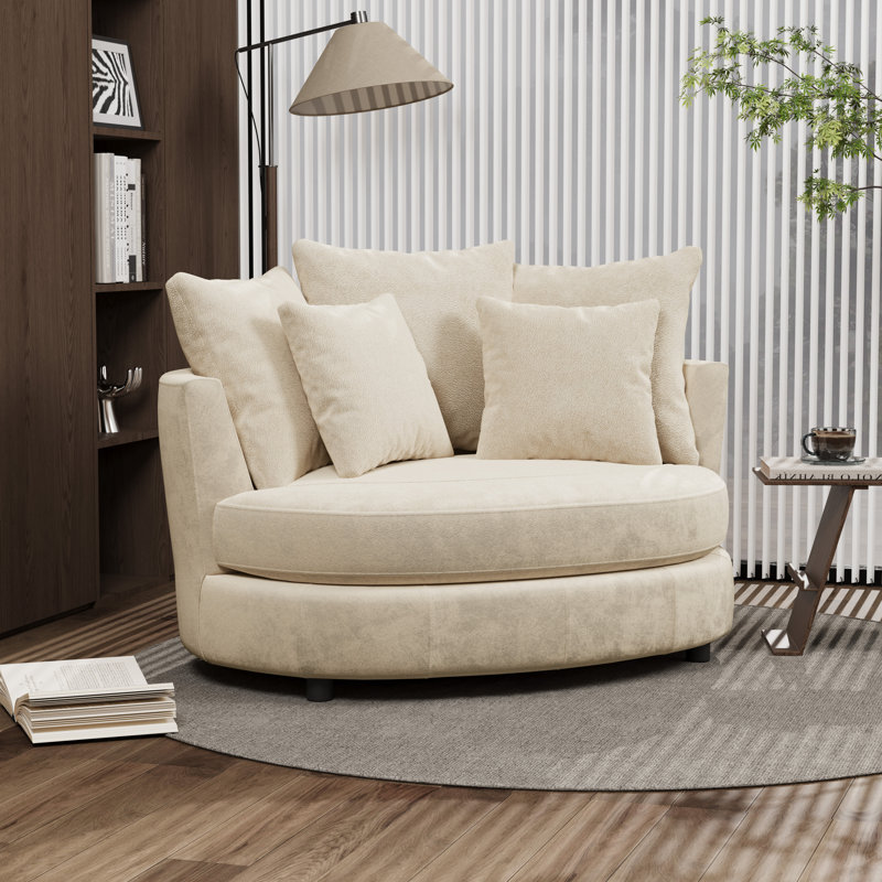 Fauteuil de lecture moderne avec housse de 55,1 po avec 5 coussins, Blé